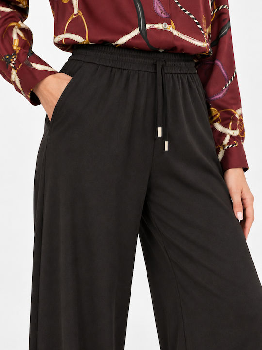 Damen Hochbund Stoffhose Schwarz