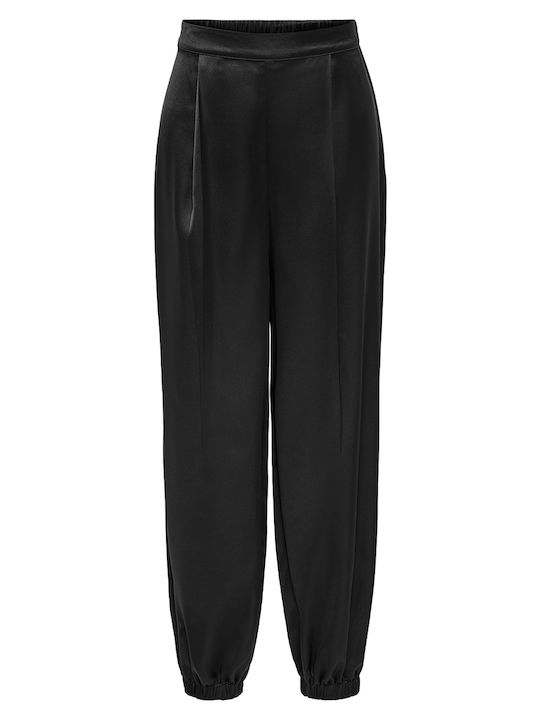 Only Only Damen Stoffhose mit Gummiband in Balloon Bein Stil Schwarz