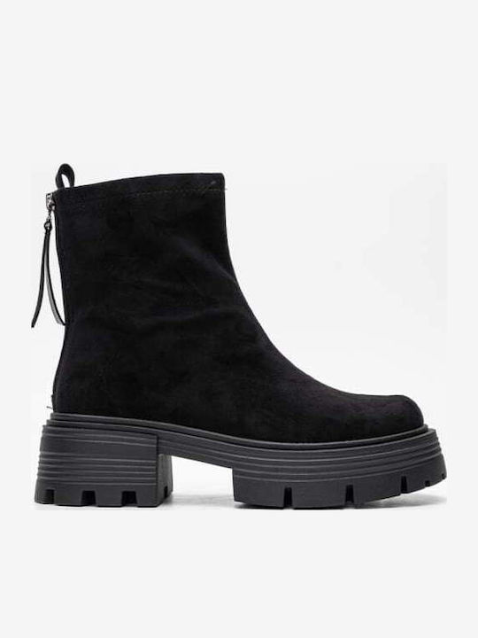 Wildleder Stiefeletten Damen Schwarz