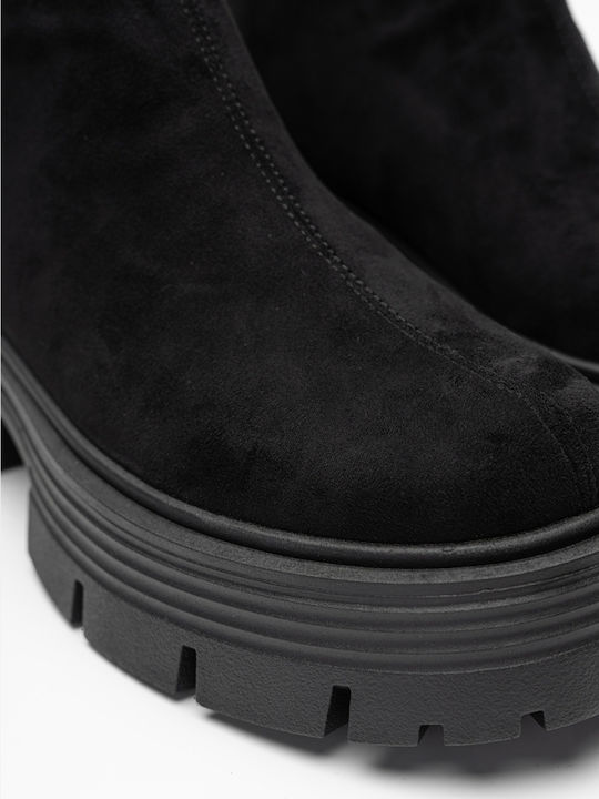 Wildleder Stiefeletten Damen Schwarz
