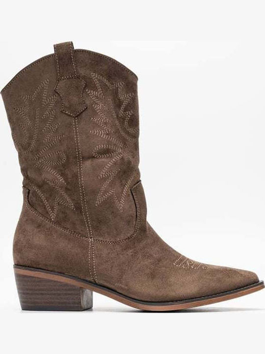 Suede Women's Ankle Boots Cowboy Brown