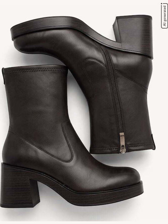 Women's Ankle Boots with High Heel Brown