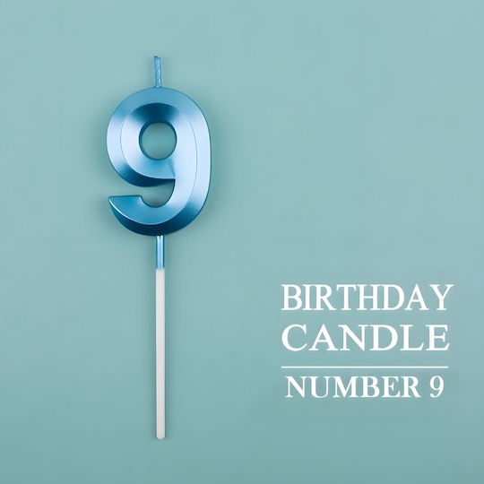Number 9 Candle Flippy Diamond Model 5 X 3.4 Cm Blue