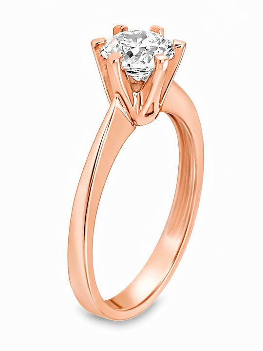 Xryseio Einzelner Steine Ring aus Roségold 14K mit Zirkon