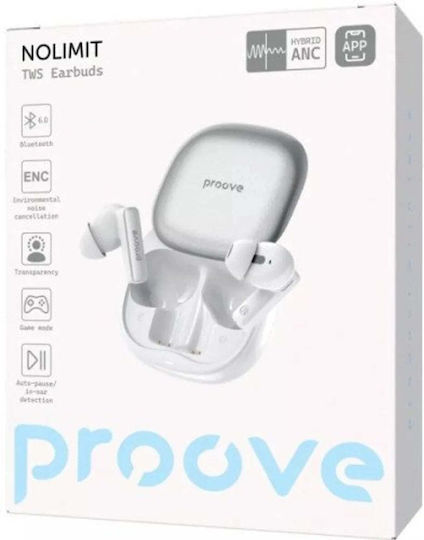 Proove NoLimit In-ear Casti Bluetooth Handsfree Cu Rezistență la Transpirație și Husă de Încărcare Albe