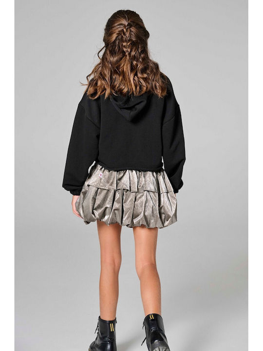Kinder-Sweatshirt mit Kapuze und Taschen Schwarz