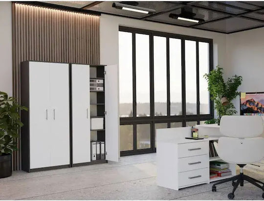 Βιβλιοθήκη Anthracite White 74x35x180εκ.