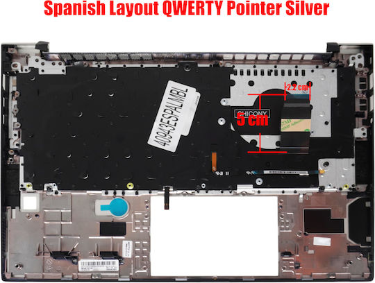 Tastatură Spaniolă Pentru Laptop Tastatură Laptop Palmrest Hp Elitebook 840 G8 845 G8 M52490-071 M52490-001 M52491-071 M52492-071 Es Retroiluminat Pointer Argintiu Cod.40943espalmbl