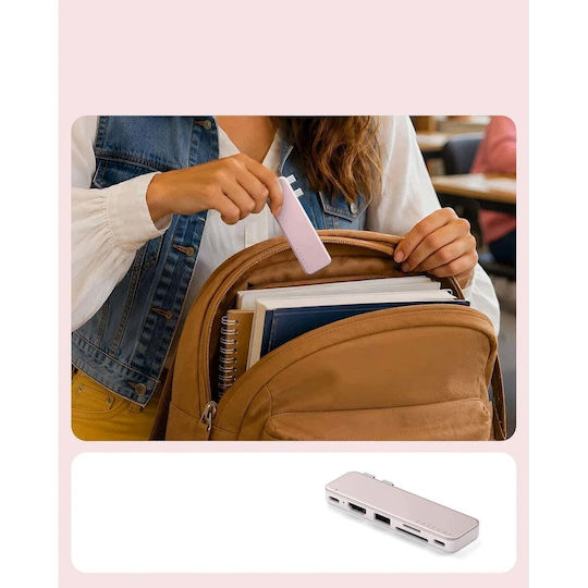 Satechi Snap USB-C Docking Station With 4K PD Pink