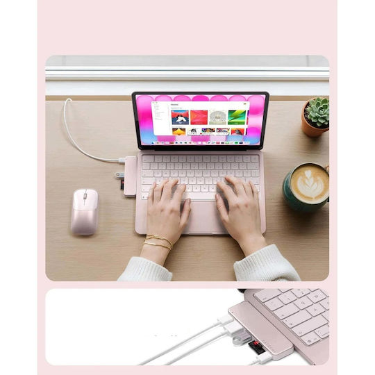 Satechi Snap USB-C Docking Station With 4K PD Pink