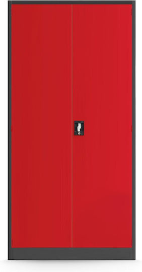 Jan Nowak Metallischer Arbeitstisch Darek 920 X 1850 X 500 Mm Anthrazit-Rot