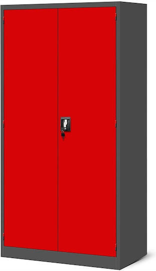 Jan Nowak Metallischer Arbeitstisch Szymon 920 X 1850 X 500 Mm Anthrazit-Rot