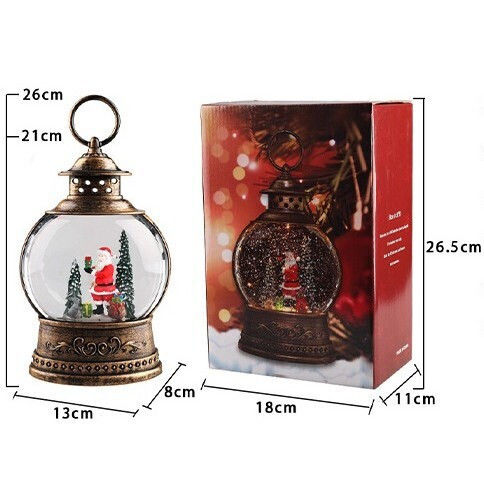 Decoratiune Iluminată Lanternă de Crăciun cu Moș Crăciun pe Baterii 13x8x21cm