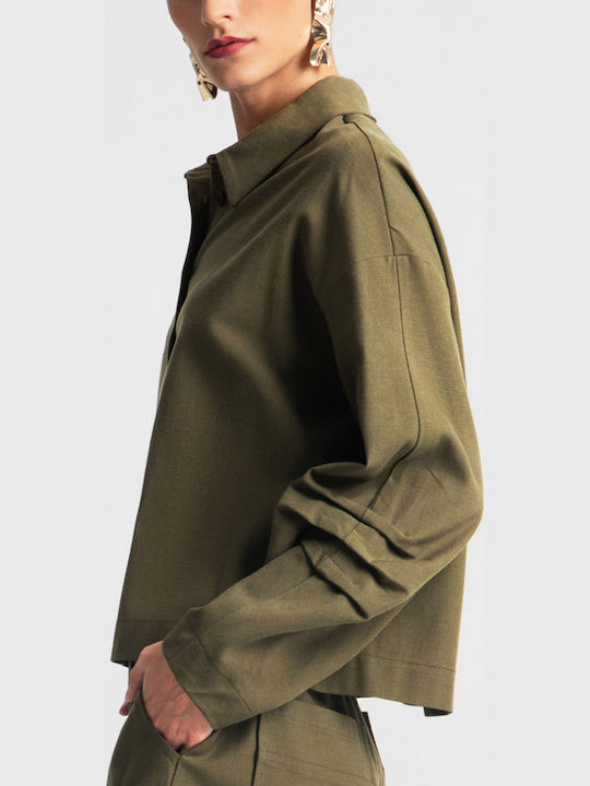 Moutaki Long Sleeve Women's Shirt Khaki