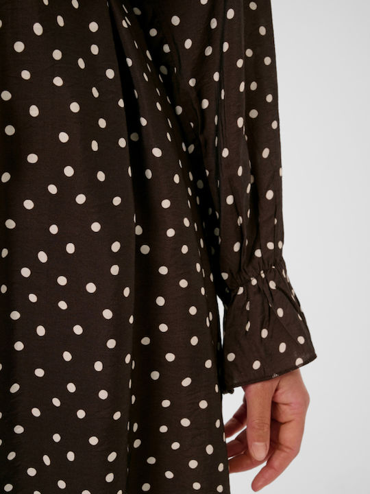 Sommer Hemdkleid Braun Polka Dot