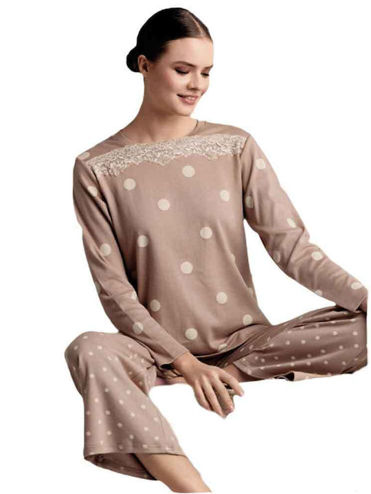 Infiore Winter Women's Pyjamas Set Brown Infiore Winter Women's Pyjamas Set Brown
