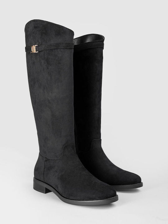 Wildleder Damenstiefel Reiten Schwarz