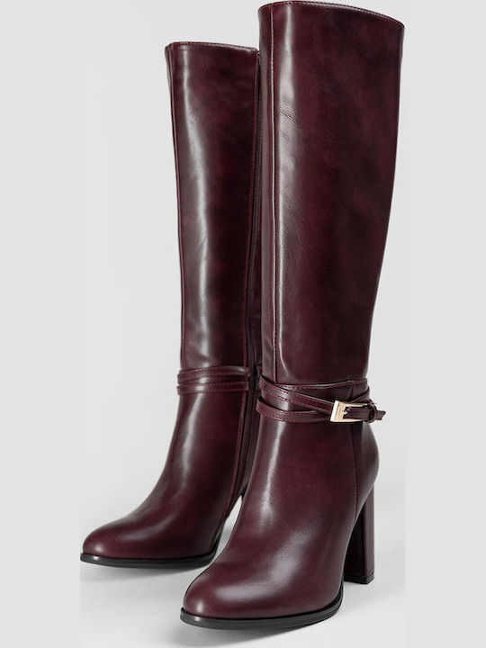 Damenstiefel mit Absatzhöhe Burgundisch