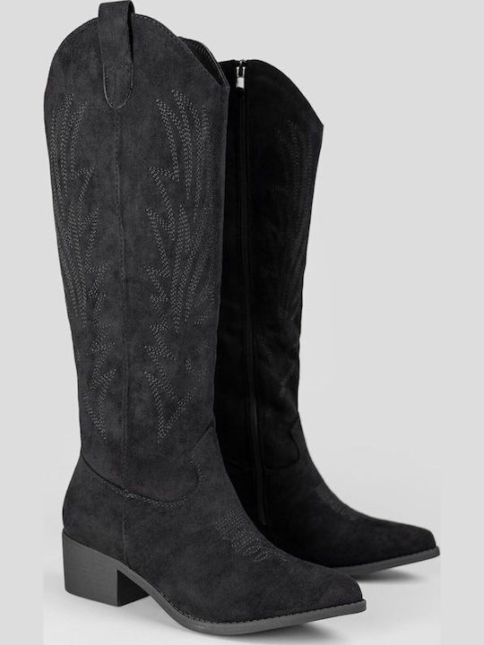 Suede Women's Black Cowboy Boots