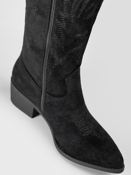 Suede Women's Black Cowboy Boots