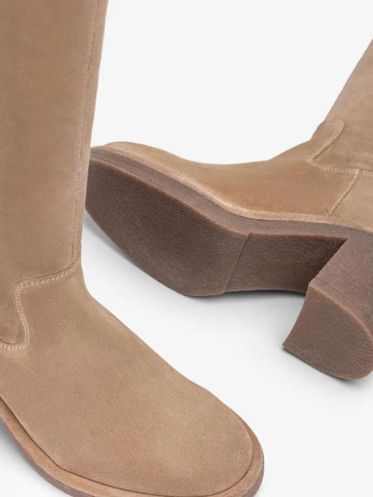 Suede Women's Beige Boots