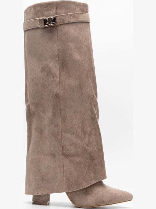 Suede Women's Boots Beige