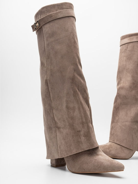 Suede Women's Boots Beige