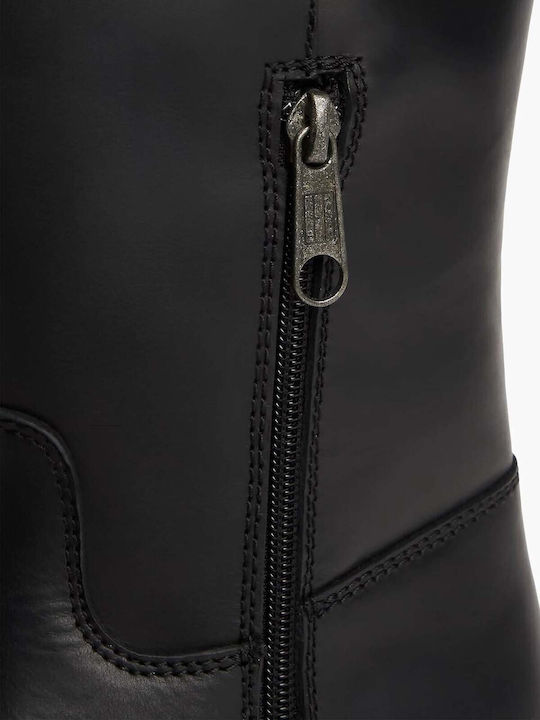 Leder Damenstiefel Schwarz