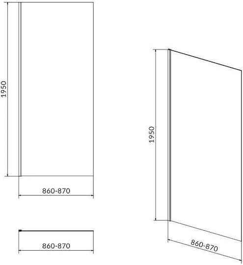 Cersanit Fixed Side for Shower 90x195cm Clear Glass