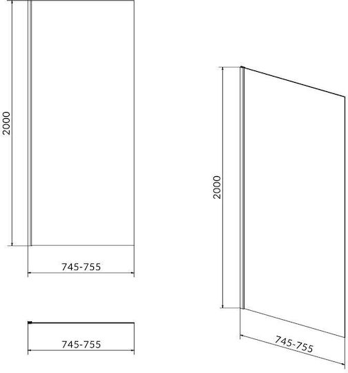 Cersanit Σταθερό Πλαϊνό Ντουζιέρας 80x200cm Clear Glass Chrome Cersanit Σταθερό Πλαϊνό Ντουζιέρας 80x200cm Clear Glass Chrome