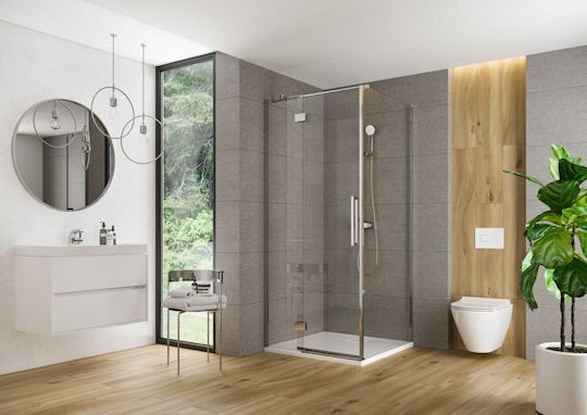 Cersanit Σταθερό Πλαϊνό Ντουζιέρας 80x200cm Clear Glass Chrome