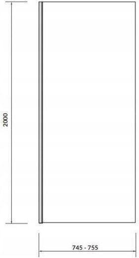 Cersanit Σταθερό Πλαϊνό Ντουζιέρας 80x200cm Clear Glass Chrome