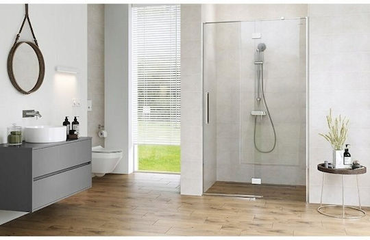 Cersanit Shower Cabin for Shower with Hinged Door 100x200cm Clear Glass