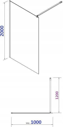 Cersanit Duschkabine mit Schiebetür 100x200cm Klarglas Schwarzes Profil