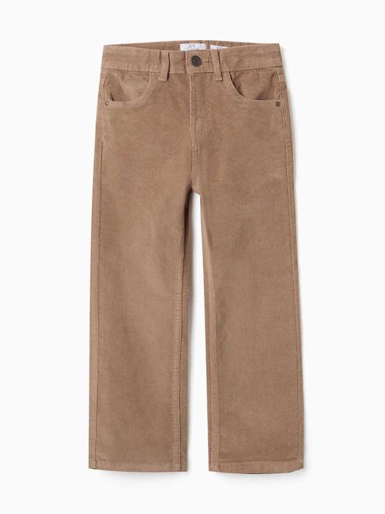 Pantalon pentru copii din catifea raiata bej