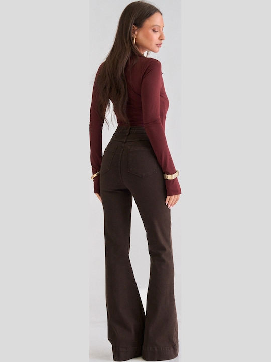 Women's Flared Jeans Pants Brown