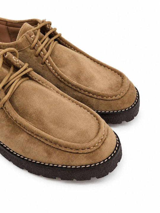 Wildleder Damen Mokassins in Khaki Farbe