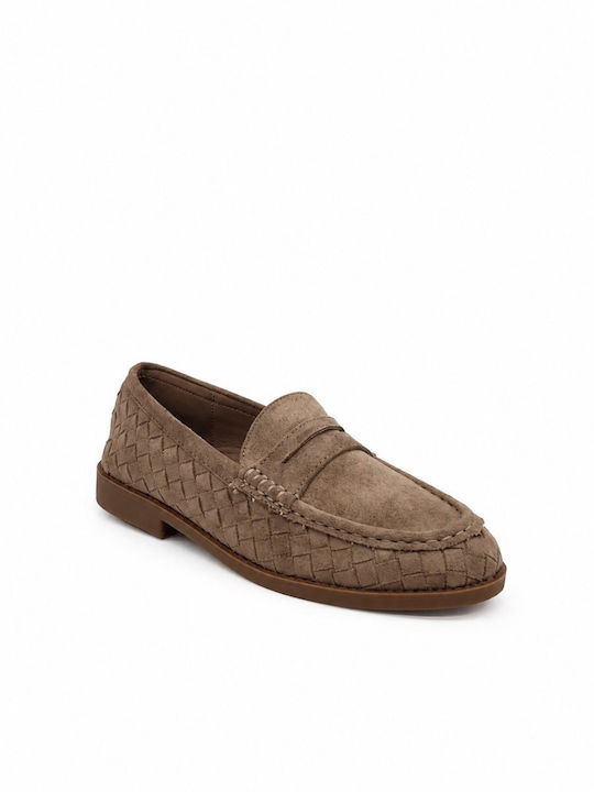 Wildleder Damen Faulenzer in Khaki Farbe