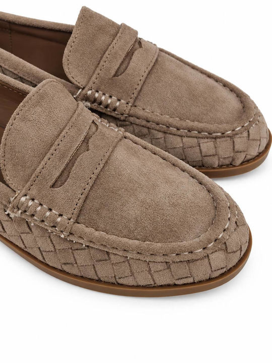 Wildleder Damen Faulenzer in Khaki Farbe