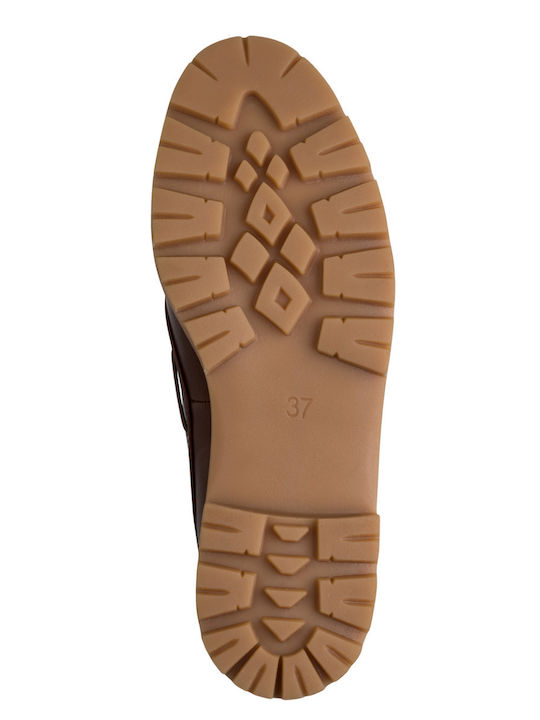 Mocasini Dama Boat Shoes din Piele Maro