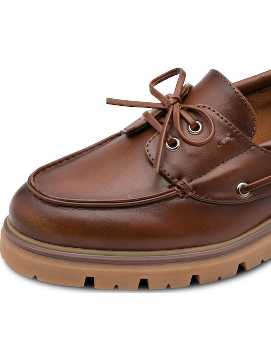 Mocasini Dama Boat Shoes din Piele Maro