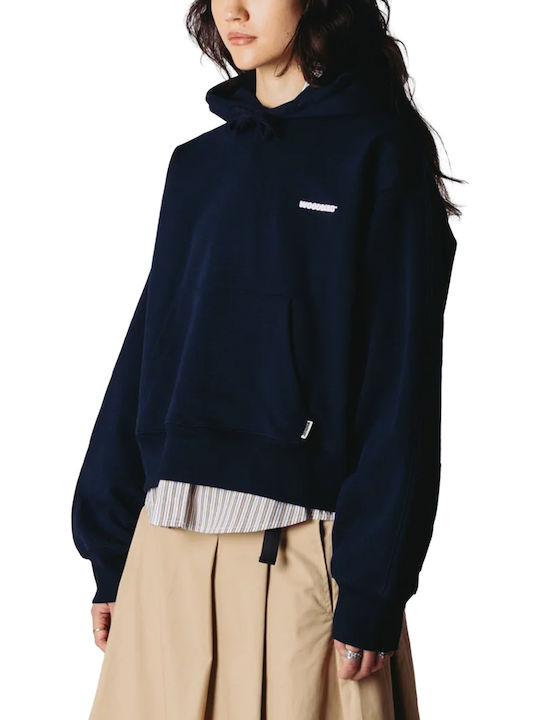 Long Women's Sweatshirt Hooded Blue
