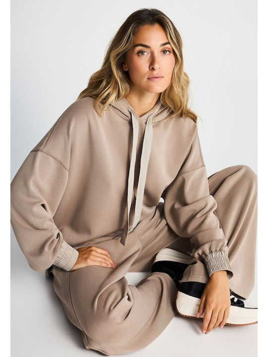 Women's Hooded Sweatshirt Brown-fog