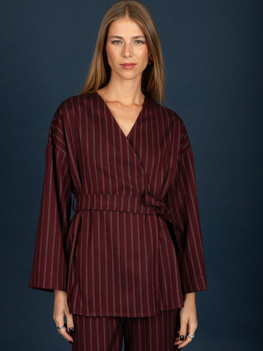 Women's Burgundy Kimono