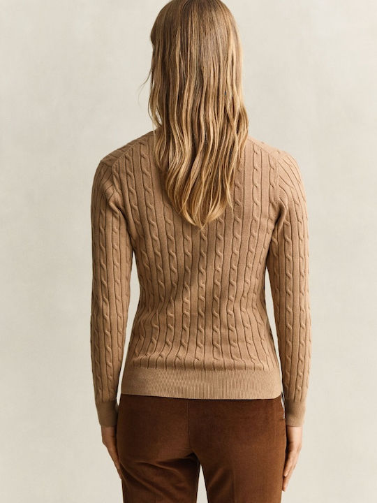 Damen Gestrickte Strickjacke mit Knöpfen Tabac