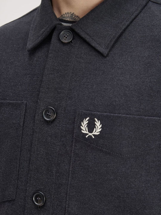 Langärmeliges Overshirt in Normale Passform Gestreiftes Grau