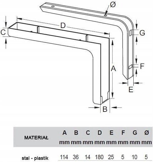 Malys Group Heavy-Duty Shelf Brackets Made of Metal in Brown Colour 180x114mm 2 Pieces