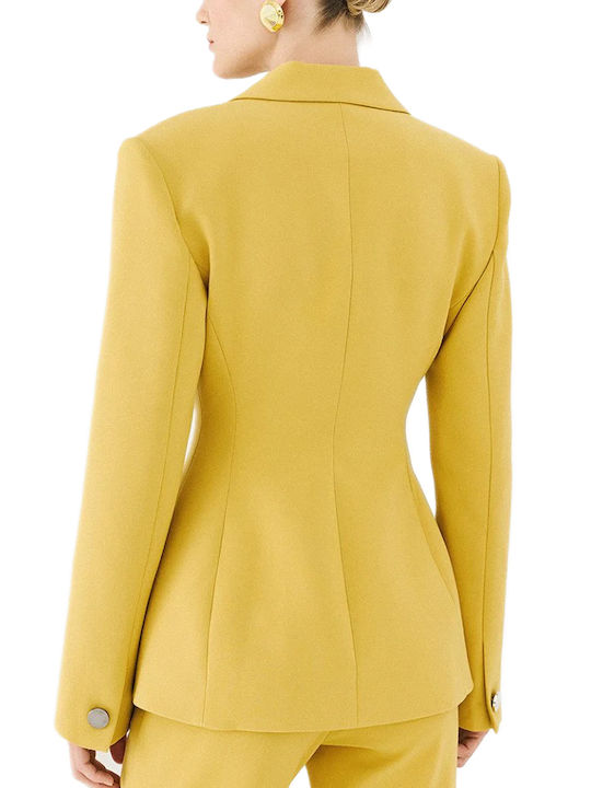 Access Women's Waisted Yellow Blazer Access Women's Waisted Yellow Blazer