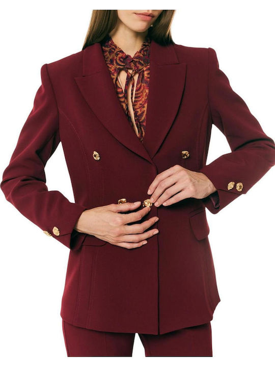 Forel Sacou Dama Crep Cu Două Rânduri De Nasturi Burgundy