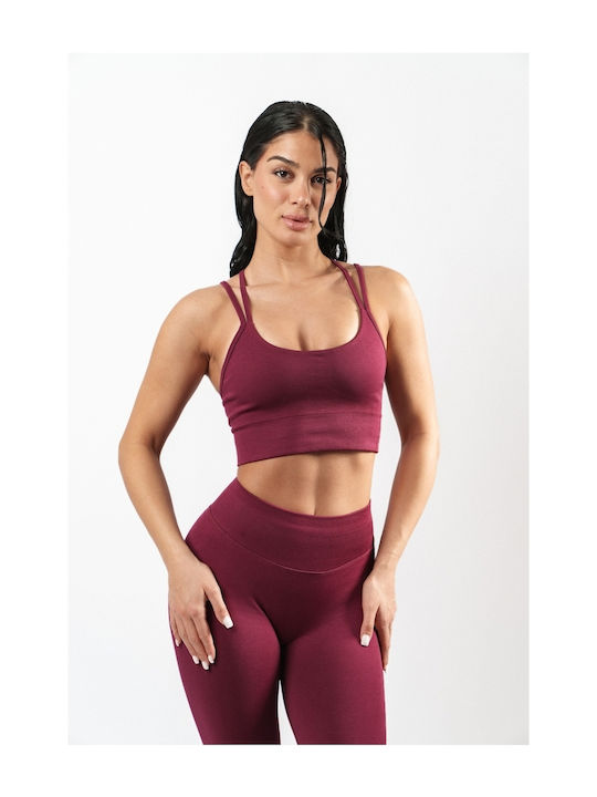 Athletic Sports Bra Seamless Burgundy Size S